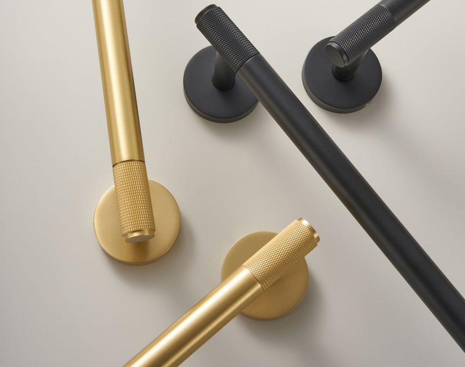 Luxury Bathroom Accessories Set, Toilet Roll Holder, Towel Ring, & Hooks in Elegant Brushed Brass Finish