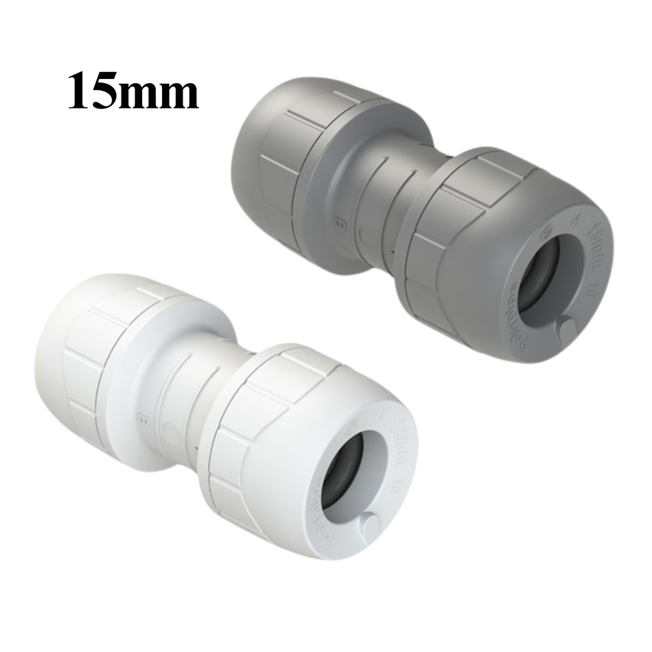 PB022 15mm PolyPlumb Coupling – Quick-Fit Polybutylene Fittings for Hot & Cold Water & Heating