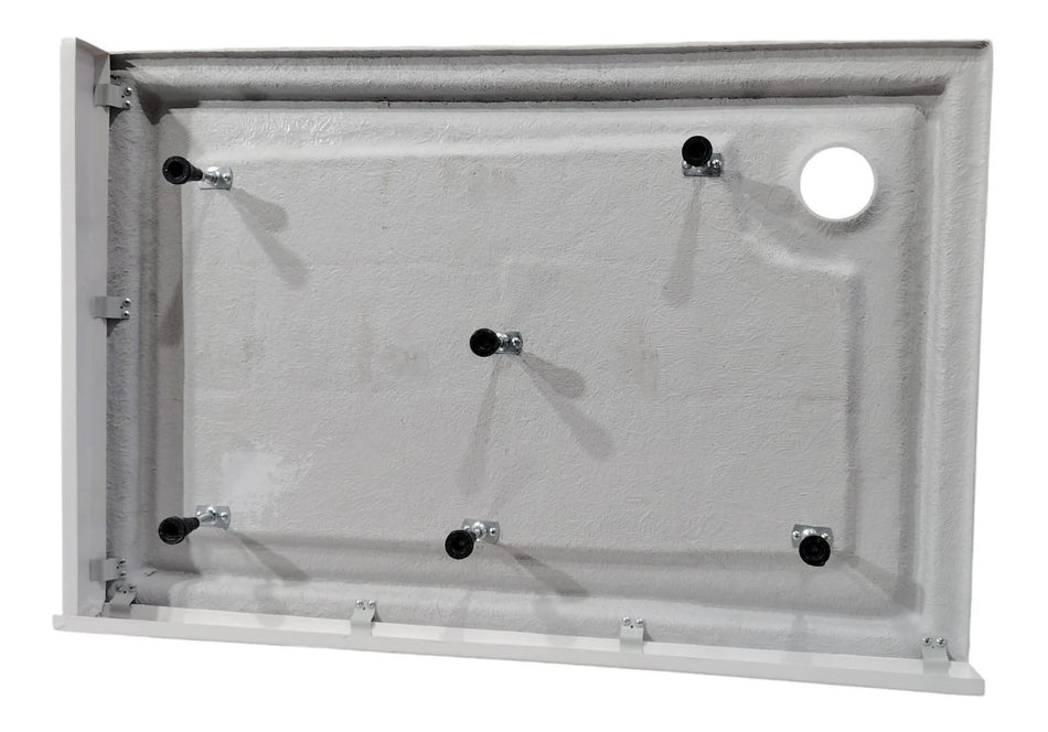 White low profile riser set frame with mounting holes for rectangular trays