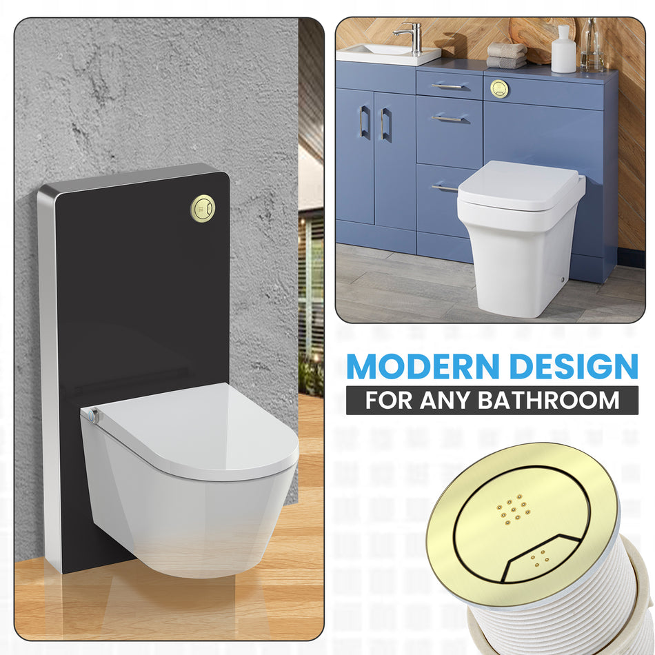 Toilet Flush Button - Pneumatic Technology - 72mm Front Brushed Brass