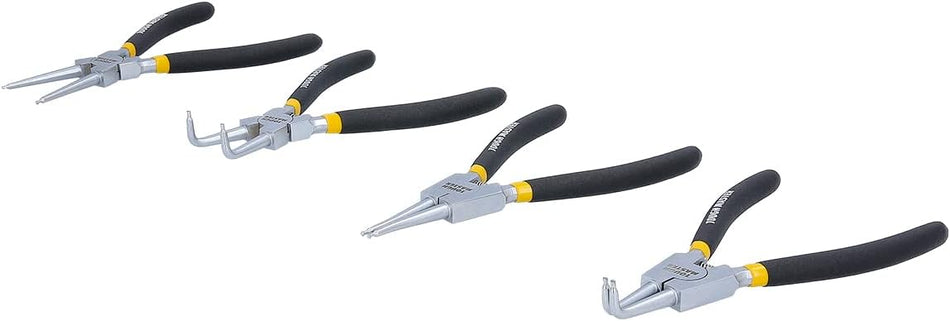 Circlip Pliers 4pcs Set 7" Internal & External Straight Bent Tip Circlip Pliers, 175mm Snap Ring Pliers Set with Durable Springs and Soft TPR Handles