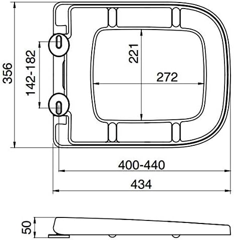 V20 Square Soft Close Toilet Seat Black – D-Shape Quick Release Toilet Seat with Top & Bottom Fixings (356 x 434 mm)
