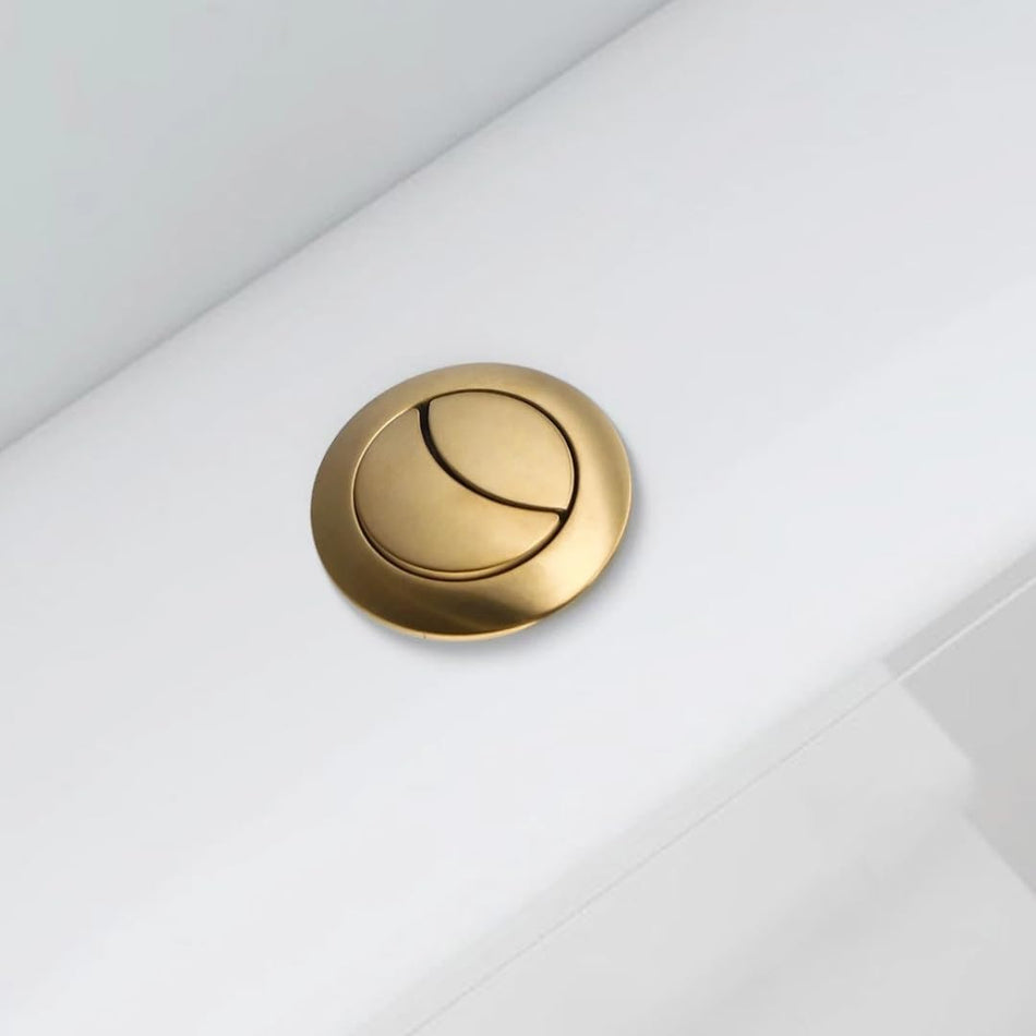 Toilet Flush Button Brushed Brass – 38mm Cistern Hole, Adjustable Spindles Up to 125mm, Top or Front Mount