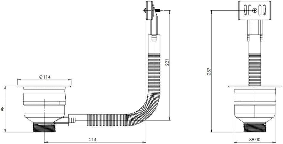 Top Fix Kitchen Sink Strainer – 90mm Stainless Steel Kitchen Sink Waste Kit - Brushed Brass