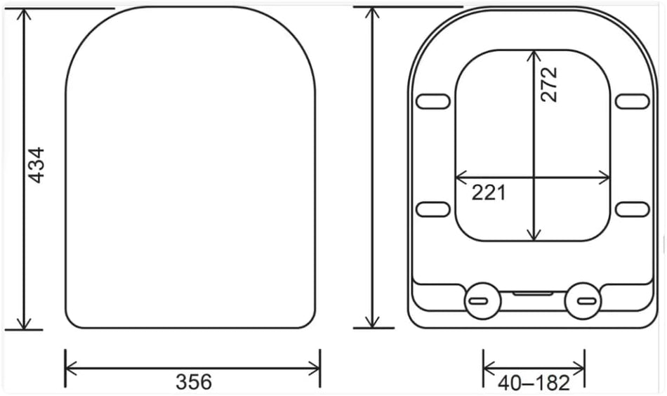 Euroshowers 87374 V20 ONE Square Shaped Soft Close Toilet Seat, Blue, 356mm x 434mm, Top & Bottom Fix