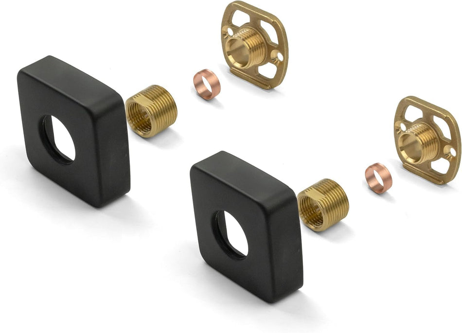 Matt Black Square Shower Mounting Kit – Bar Valve Fixing kit Brackets with 3/4” BSP Connections