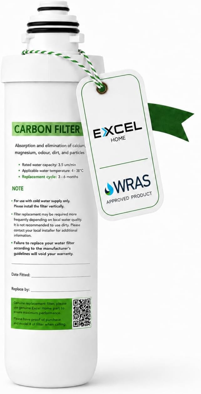 Excel Home - Boiling Water Tap Replacement Carbon Filter Without Housing Set - Replace Filter on Existing Housing (Only Compatible wih Excel Home Filter Housing)