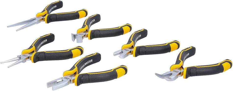 Mini Pliers Set 6pcs Jewellery Plier Tool Kit with Zip Storage Case | Needle Nose Pliers, Round Nose Pliers, Bent Nose Pliers, Side Cutting Pliers, End Cutting Pliers