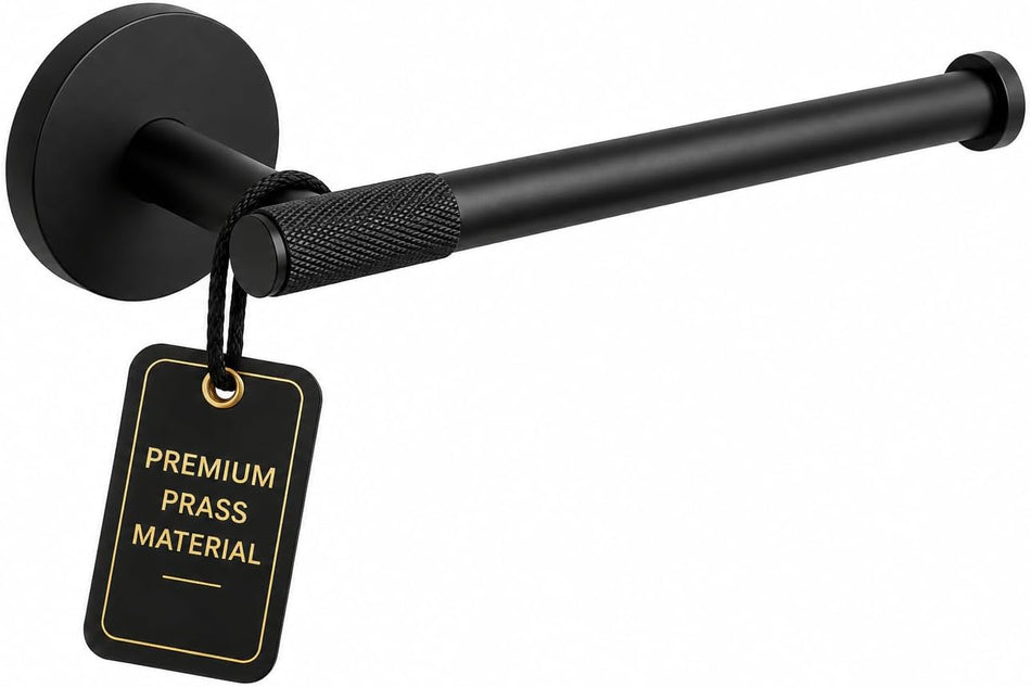 EXCEL HOME Matt Black Toilet Roll Holder, Heavy Duty Brass Material | Wall toilet paper holder, compact size, Brass material, Black matt finish, stable fit for guest toilet and powder room