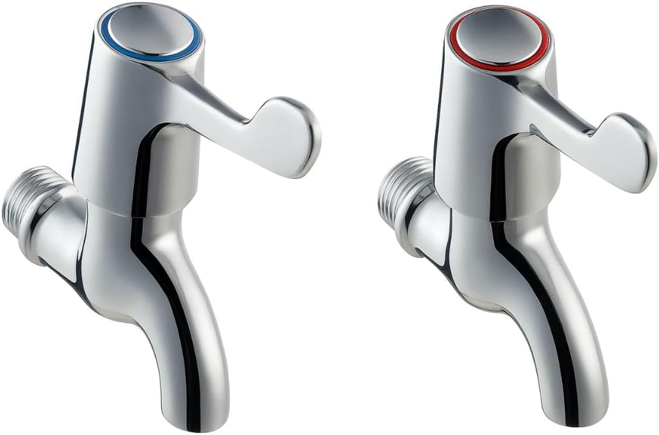 Chrome Lever Action Bib Taps Pair