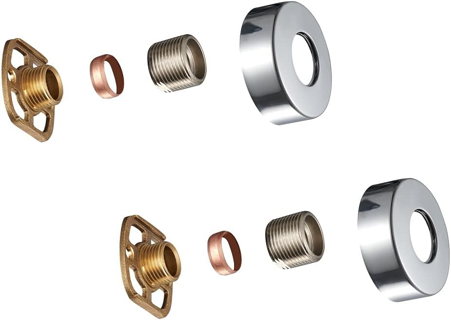 KINGBATH™ Wall Mounted Shower Valve Fixing Bracket Kit, Chrome Escutcheons & Round Cover Shrouds for Thermostatic Bar Mixer Taps