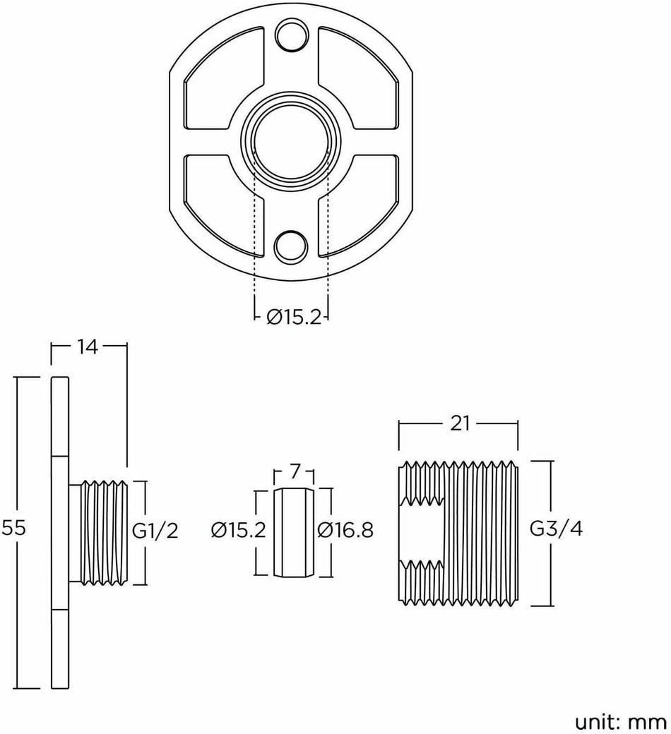 Pair of BSP Wall Mounting Bar Valve Fixing Brackets for Bar Shower Or Bath Mixer Tap
