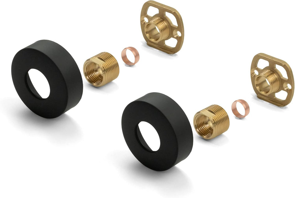 Matt Black Round Shower Mounting Kit – Bar Valve Fixing Kit Brackets with 3/4” BSP Connections