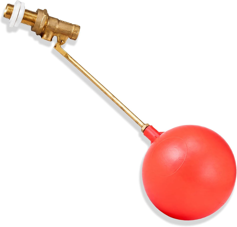 1/2" Brass Ball Straight Float Valve with Plastic Ball – High Pressure Part 1 Ball-Cock Inlet Valve for Toilet Cisterns