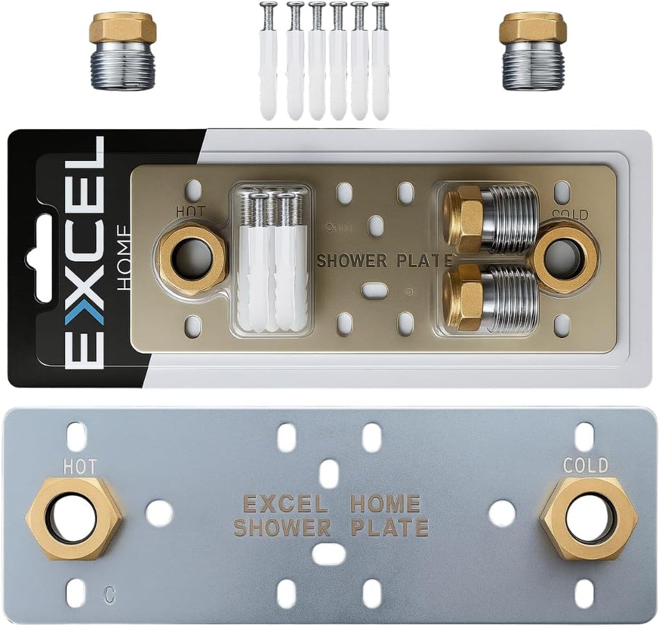 Easy Shower Fixing Plate System | Strong & Leak-Free Valve Connection | for Thermostatic Bar Mixer | Durable, Corrosion-Resistant, Quick & Easy Installation Shower Plate (2 Packs)