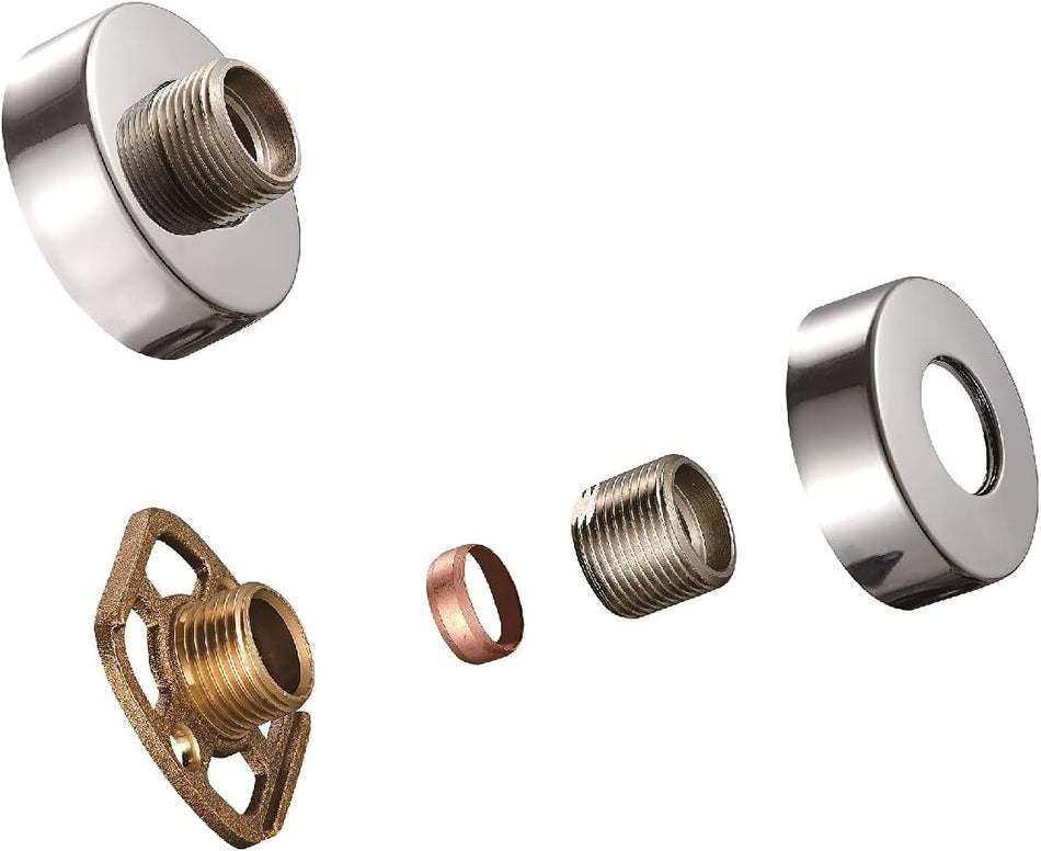 KINGBATH™ Wall Mounted Shower Valve Fixing Bracket Kit, Chrome Escutcheons & Round Cover Shrouds for Thermostatic Bar Mixer Taps