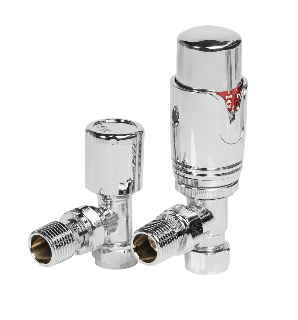 Thermostatic Radiator Valves - Best Modern Design - Angled Chrome