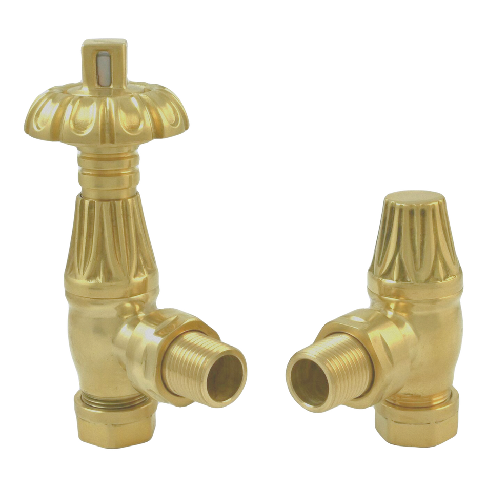Thermostatic Radiator Valves – Traditional Design 1/2" x 15mm Metal Head | Westminster Brushed Brass