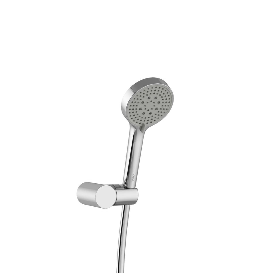 Chrome round hand shower head with spray holes and hose holder