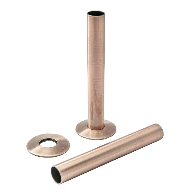 Solid Brass Radiator Pipe Sleeves 18mm x 130mm – Radiator Pipe Covers & Shroud Kits - Antique Copper