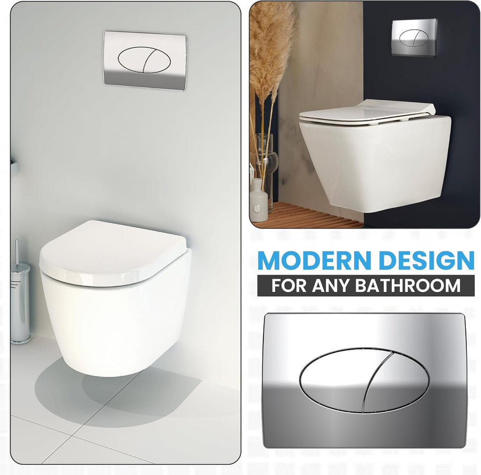 Toilet Flush Button & Dual Push Plate - (Oval - Chrome)
