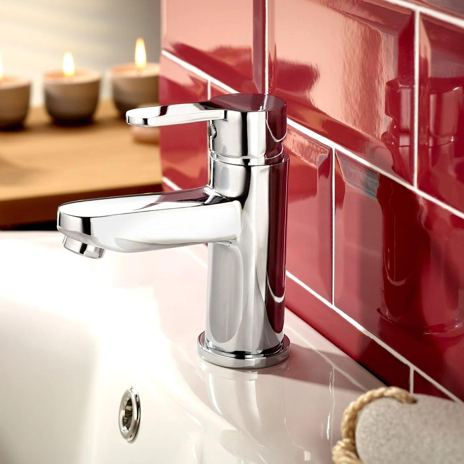 Chrome Mono Basin Mixer Tap Bathroom Sink Faucet | Modern Single Lever Mixer | Solid Brass Construction | Polished Chrome Finish | Easy Installation | Ideal for Countertop Basins