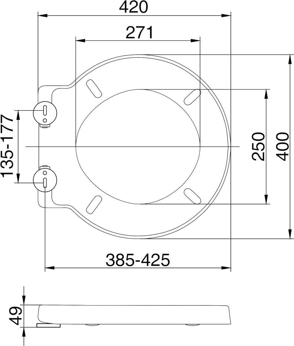 Euroshowers 87360 Round Soft Close Toilet Seat, White, 400 mm x 420 mm