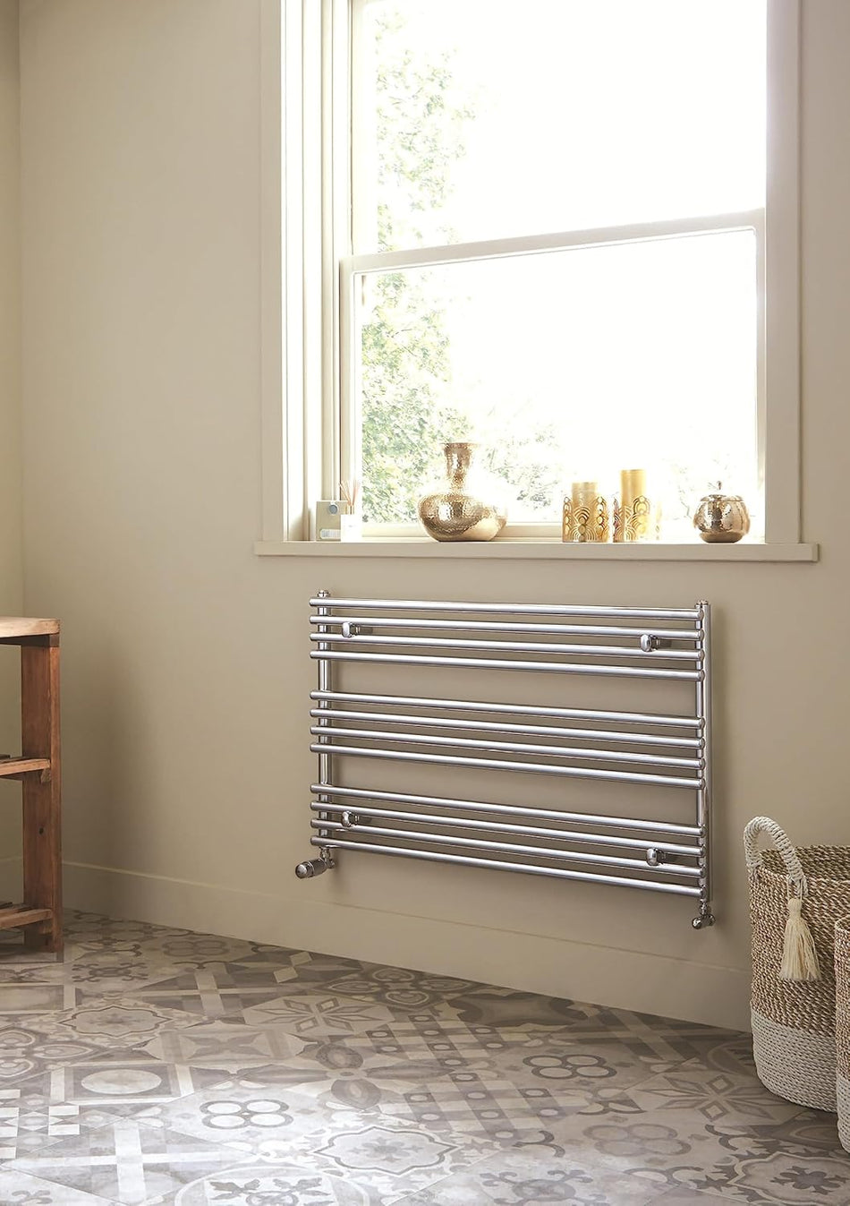 Thermostatic Radiator Valves and Angled Lockshield Valve Chrome - 1/2" x 15mm Angled Radiator Valves Chrome