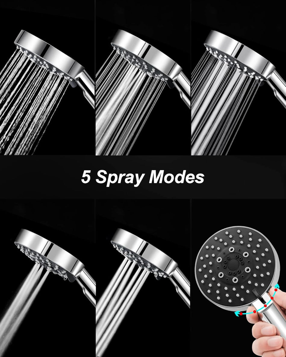 High Pressure Shower Head with 5 Spray Modes(Only Shower Head)