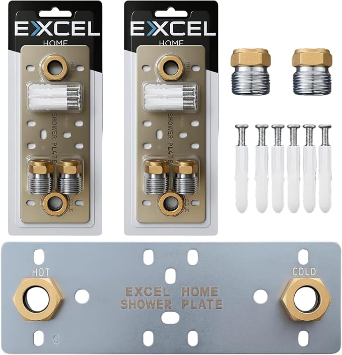 Easy Shower Fixing Plate System | Strong & Leak-Free Valve Connection | for Thermostatic Bar Mixer | Durable, Corrosion-Resistant, Quick & Easy Installation Shower Plate (2 Packs)