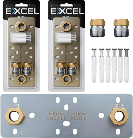 Easy Shower Fixing Plate System | Strong & Leak-Free Valve Connection | for Thermostatic Bar Mixer | Durable, Corrosion-Resistant, Quick & Easy Installation Shower Plate (2 Packs)