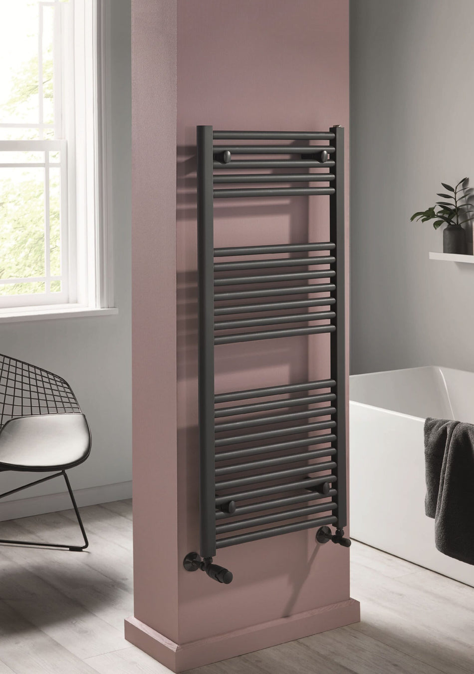 Thermostatic Radiator Valves - Modern Design - Angled Black