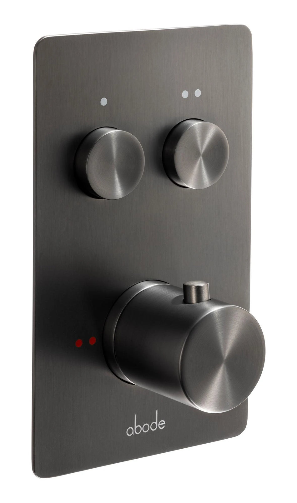 Gunmetal concealed push-button shower control with two circular buttons