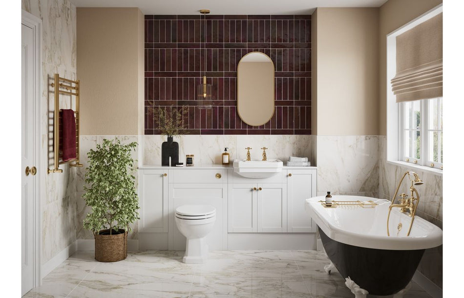 Abbey 1236mm Standard Basin & WC Unit Pack - Matt White (Grey Cab)