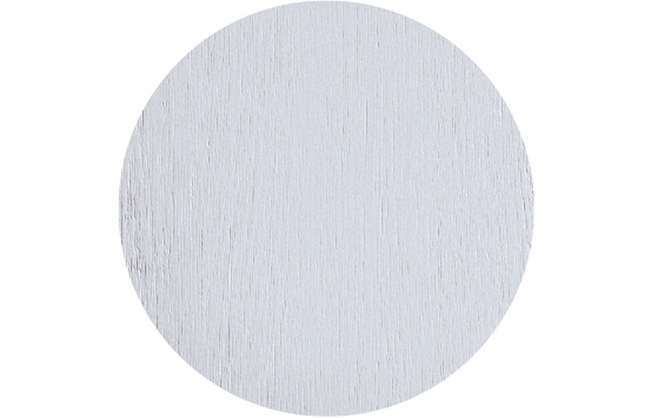 Soft-close toilet seat lid, satin white wood-effect texture close-up