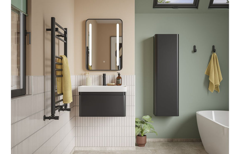 Cosmo 350mm Wall Hung 1 Door Tall Unit - Matt Black