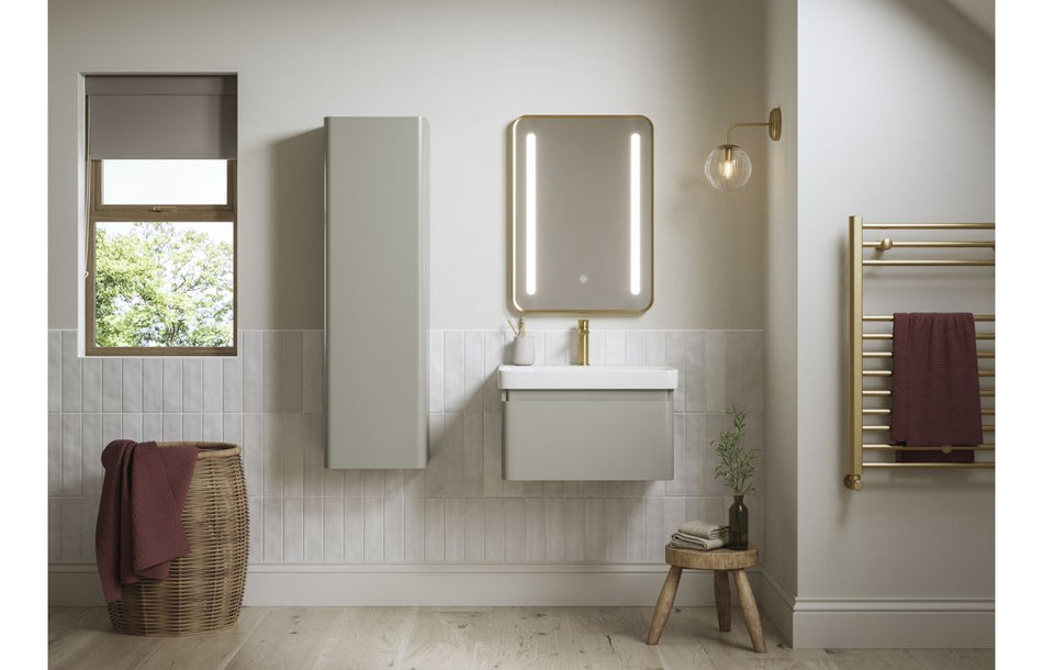 Cosmo 350mm Wall Hung 1 Door Tall Unit - Matt Latte