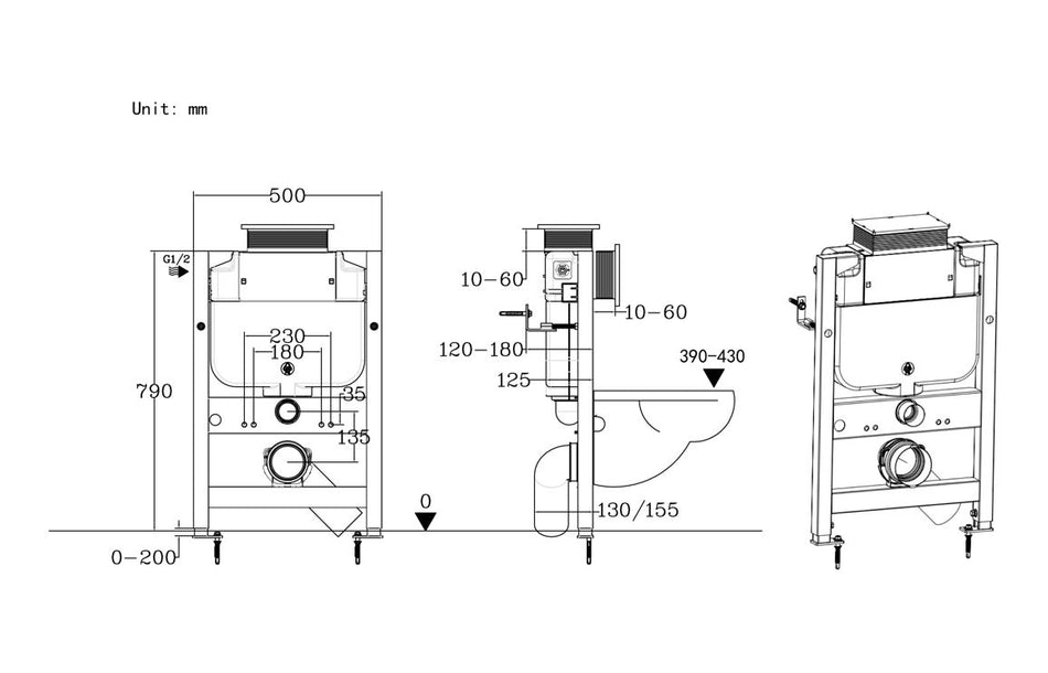 Low Height WC Frame with Slim Dual Flush Cistern – Adjustable, Durable & WRAS Approved
