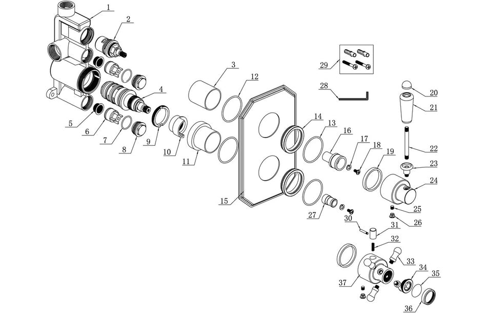 Barwick Traditional Lever Thermostatic Single Outlet Shower Valve - Chrome