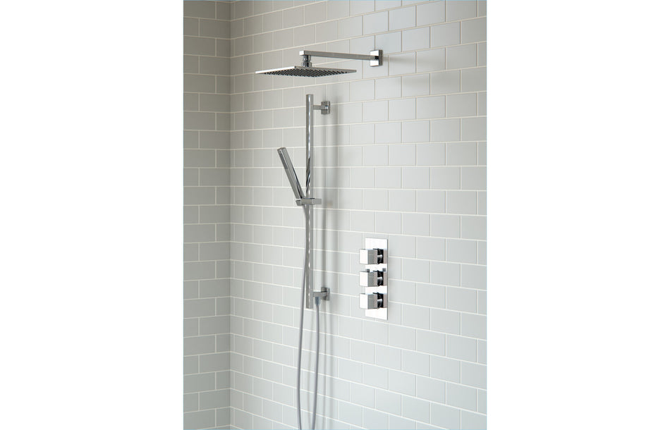 Comite Shower Pack Three - Two Outlet Triple Shower Valve w/Riser & Overhead Kit - Chrome