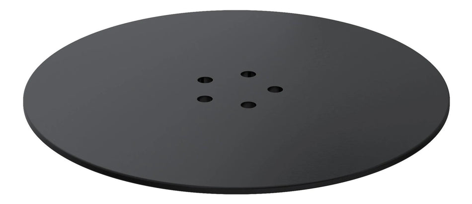 Low profile matte black waste tray cover, round with five mounting holes