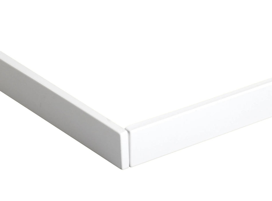 White low-profile square and rectangular leg set, corner join close-up