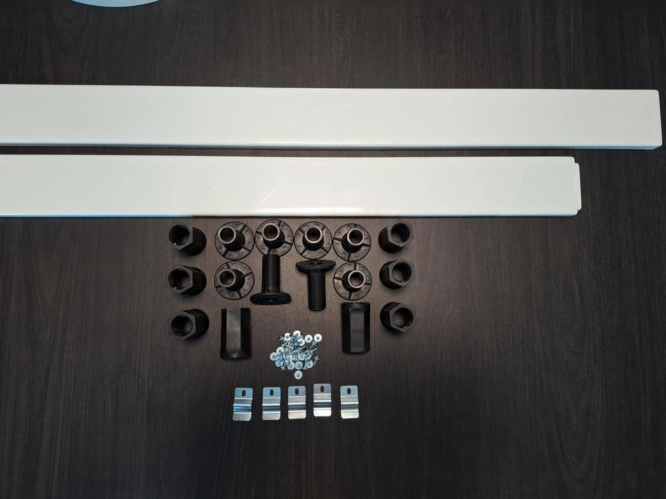Low-profile leg set parts: bolts, sockets, and mounting brackets