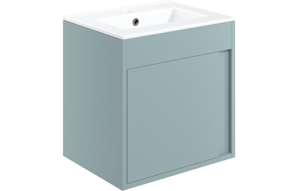 Element 510mm Wall Hung Unit Inc. Basin - Matt Sea Green