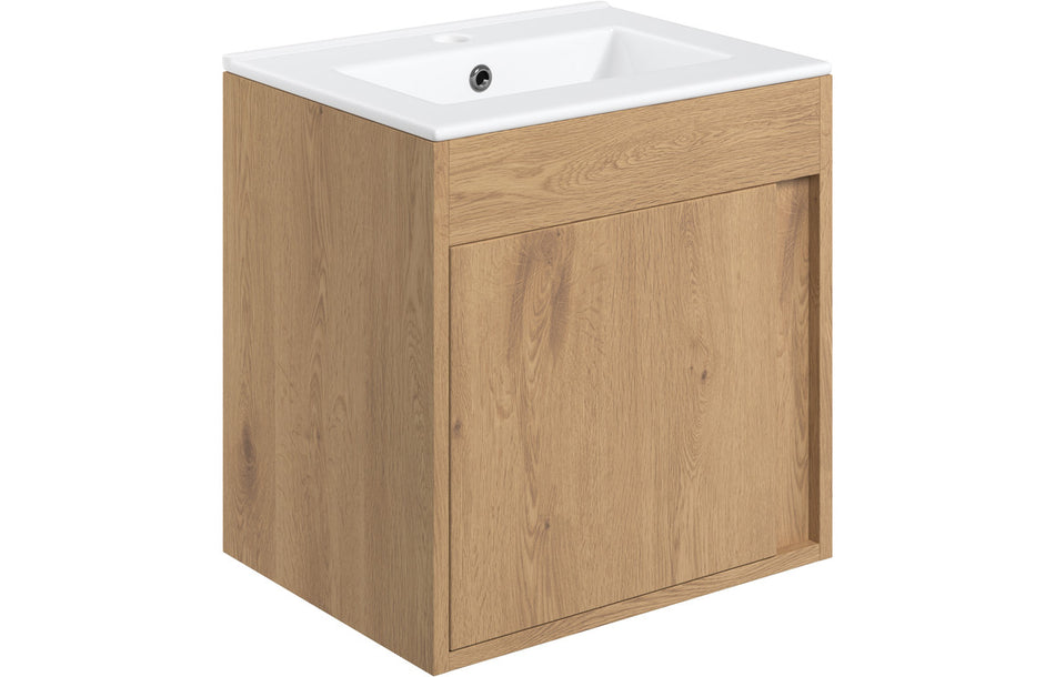 Element 510mm Wall Hung Unit with Basin – Seville Oak