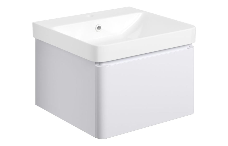 Cosmo Wall Hung 1 Drawer Basin Unit & Basin - Matt White