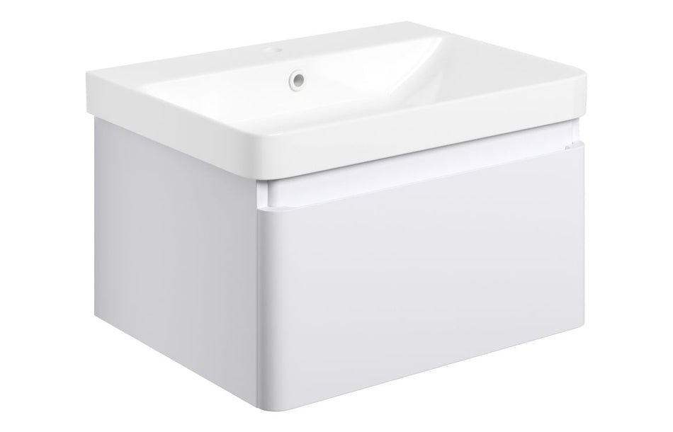 Cosmo Wall Hung 1 Drawer Basin Unit & Basin - Matt White
