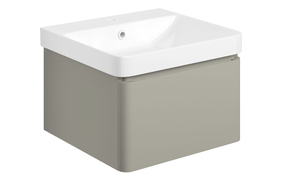 Cosmo  Wall Hung 1 Drawer Basin Unit & Basin - Matt Latte