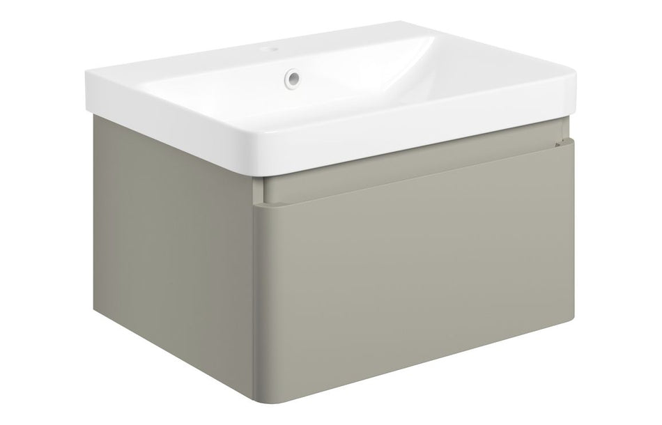 Cosmo  Wall Hung 1 Drawer Basin Unit & Basin - Matt Latte
