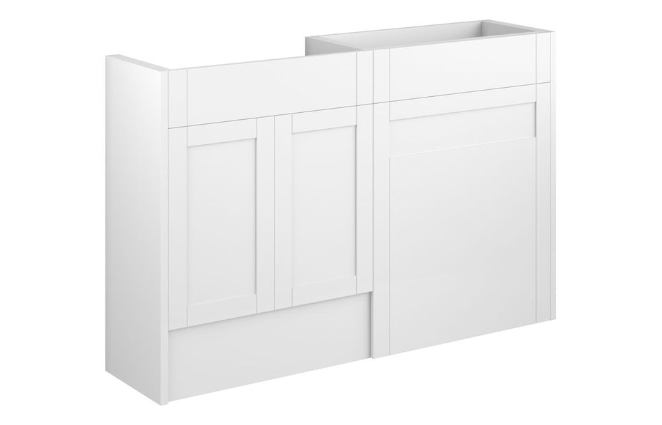 Abbey 1236mm Standard Basin & WC Unit Pack - Matt White (Grey Cab)